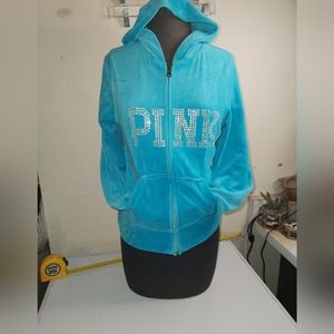 PINK Zip up hoodie small flaw see photos